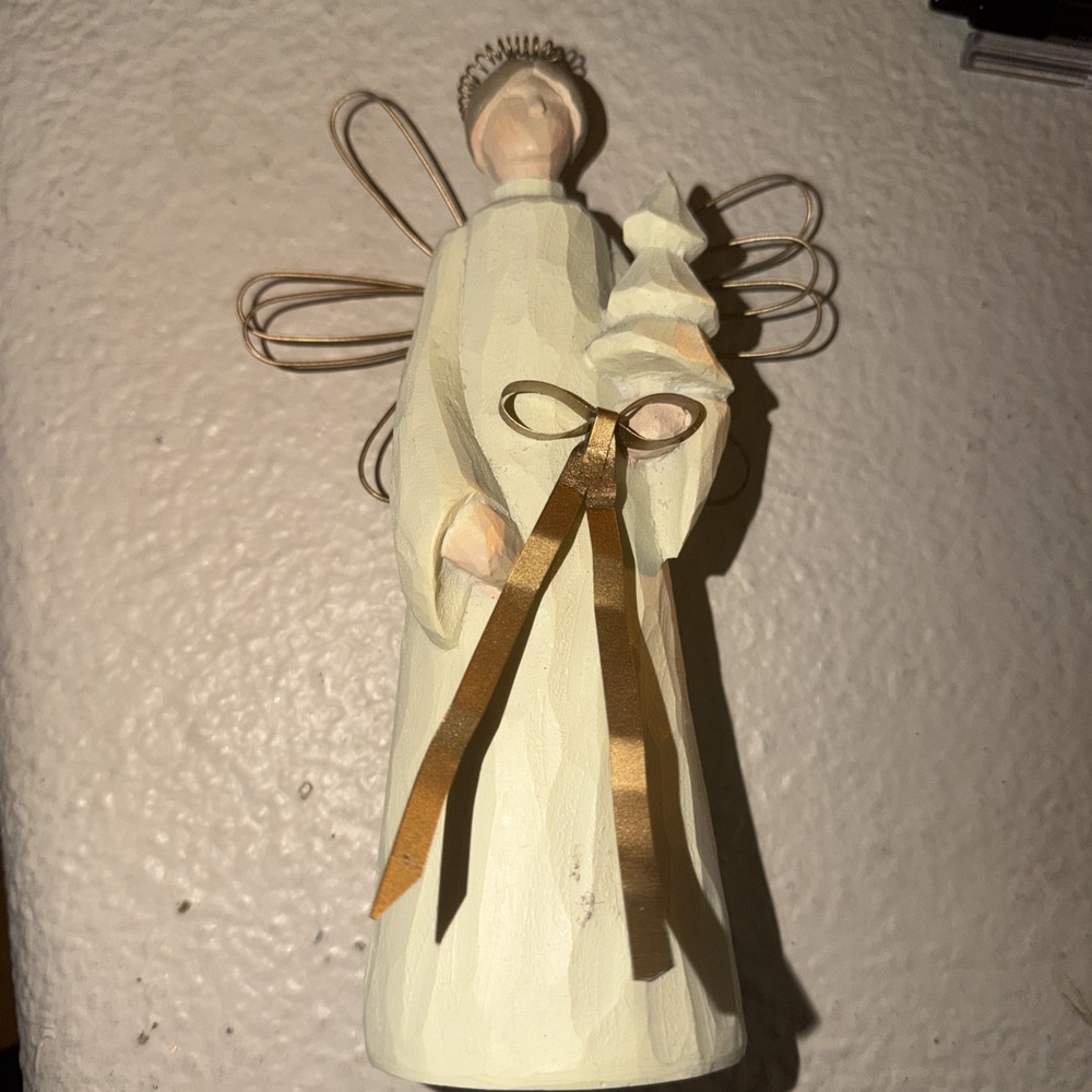 Wooden Angel Metal Wings Christmas Tree Halo Carved Gottschalks Home Decor